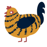 A orange and tumblr chicken with a bar pattern