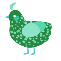 Failure 40, a viridian and mint chicken with a speckle pattern