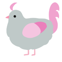 A silver and pink chicken