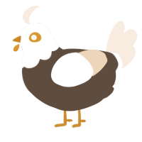 A bark and cream chicken with a head pattern
