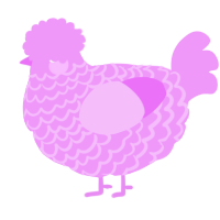 A lavender chicken with a lace pattern