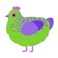 Witches Potion, a grass and blurple chicken with a half-lace pattern