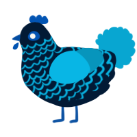 A tumblr and cerulean chicken with a lace pattern