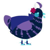 melantha lucille, a tumblr and overcast chicken with a bar pattern
