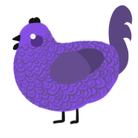 A blurple and overcast chicken with a double-lace pattern