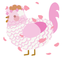 Sakura, a white and pink chicken with a lace pattern