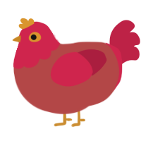 A red and crimson chicken with a head pattern