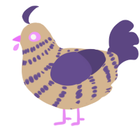 Blueberry Waffles, a beige and overcast chicken with a bar pattern