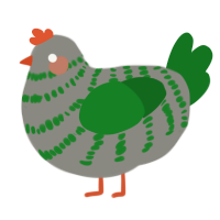 Luchino Diruse, a ash and leaf chicken with a bar pattern
