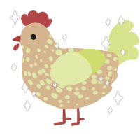 A beige and lemon chicken with a speckle pattern