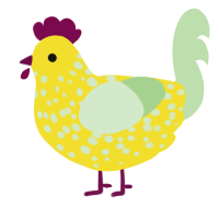 Unripe Banana, a yellow and gluppy chicken with a speckle pattern