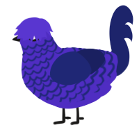 A indigo and navy chicken with a lace pattern