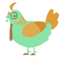 A mint and orange chicken with a neck-speckle pattern