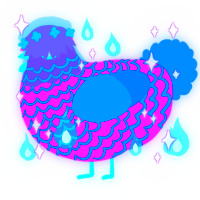 A orchid and sapphire chicken with a lace pattern