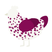 A white and wine chicken with a speckle pattern