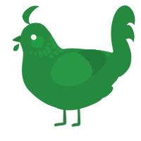 A viridian chicken with a neck-speckle pattern
