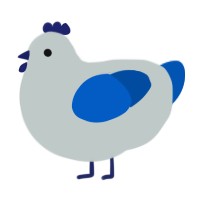 A silver and ultramarine chicken