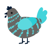 What a strange Miku, a grey and aqua chicken with a bar pattern