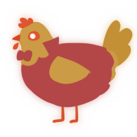 A red and gold chicken with a head pattern