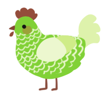 A grass and apple chicken with a lace pattern