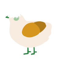 A cream and ochre chicken