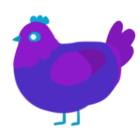 A indigo and violet chicken with a head pattern