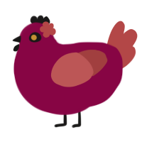 A maroon and red chicken
