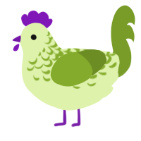 A apple and chartreuse chicken with a half-lace pattern