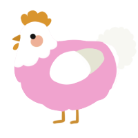 A pink and white chicken with a head pattern