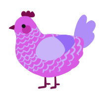 A orchid and lilac chicken with a lace pattern