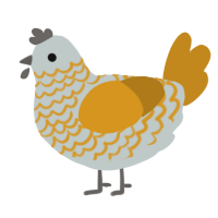 Soopy Soobert, a silver and ochre chicken with a lace pattern