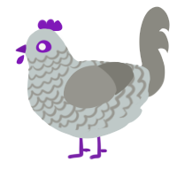 A silver and ash chicken with a lace pattern