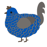 A ultramarine and grey chicken with a lace pattern