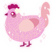 A lavender and pink chicken with a double-lace pattern