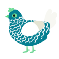 A sea and white chicken with a lace pattern