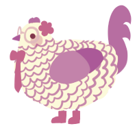 Blueberry Cheesecake, a pink and amethyst chicken with a lace pattern