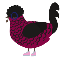 Alt Girl, a maroon and sable chicken with a lace pattern