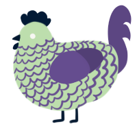 Boe, a gluppy and overcast chicken with a lace pattern