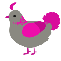 A ash and fuchsia chicken with a neck-speckle pattern