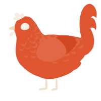 A vermilion chicken with a half-lace pattern