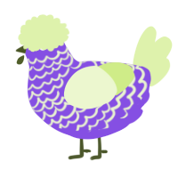A blurple and apple chicken with a lace pattern