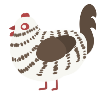 Peppermint Bark, a white and bark chicken with a bar pattern
