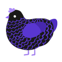 Awawawa, a sable and indigo chicken with a lace pattern