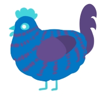 A sapphire and overcast chicken with a bar pattern
