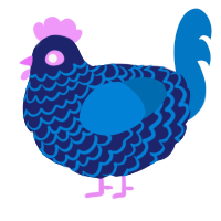A navy and sapphire chicken with a lace pattern