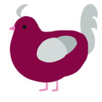 Plumberry, a maroon and silver chicken