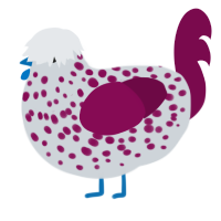 A mist and wine chicken with a speckle pattern
