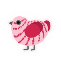 A rose and crimson chicken with a bar pattern