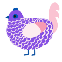 A blurple and rose chicken with a lace pattern