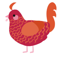 A crimson and vermilion chicken with a lace pattern